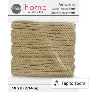 New Dritz Home 5/32" Twist Cord in Natural 10 yards Polyester Fade Resistant